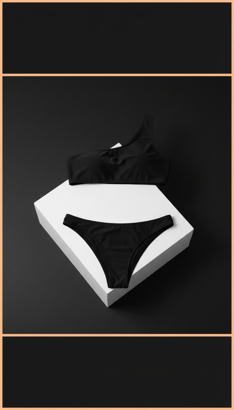 Jet Black Asymmetric One-Shoulder Bikini