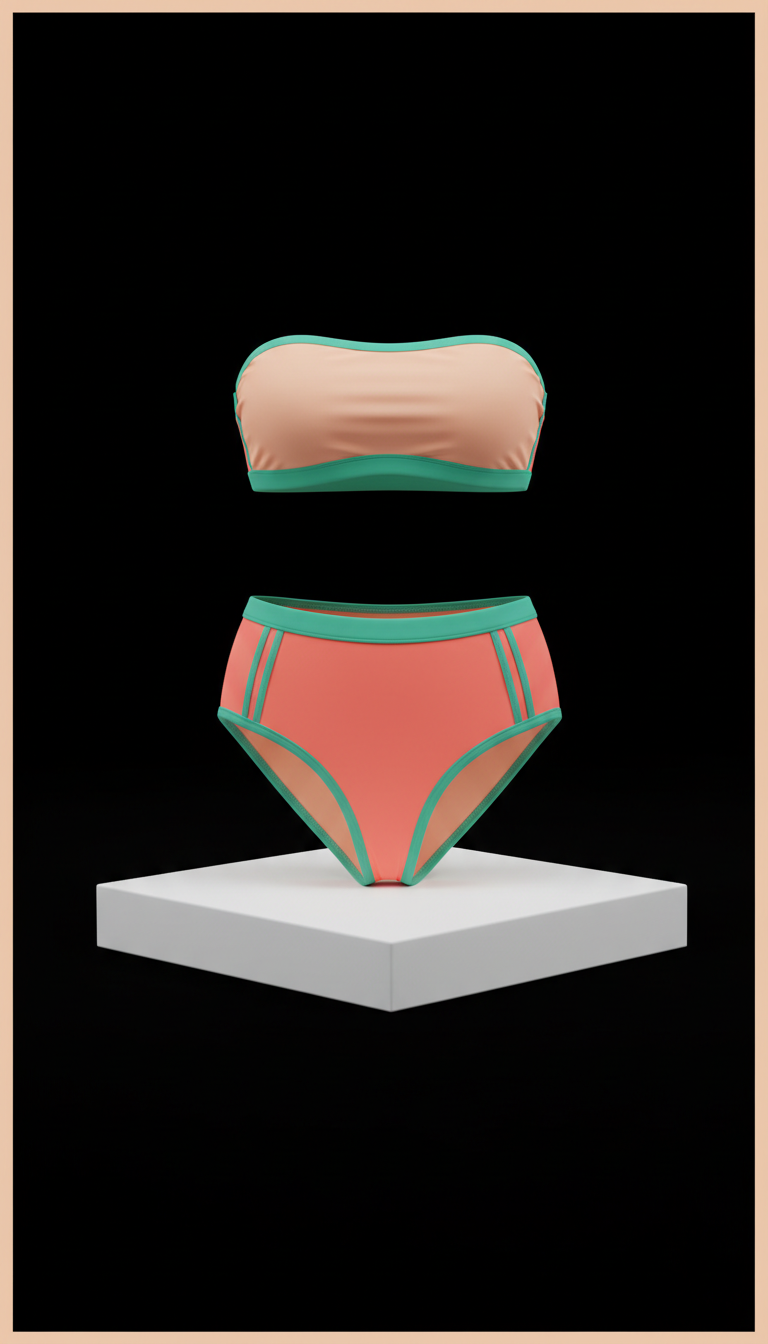 Coral Pop High-Cut Bikini Set